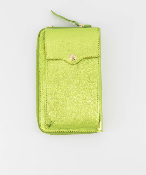Jackie - Metallic - Portemonnees - Groen - Appelgroen L518 - Goudkleurig