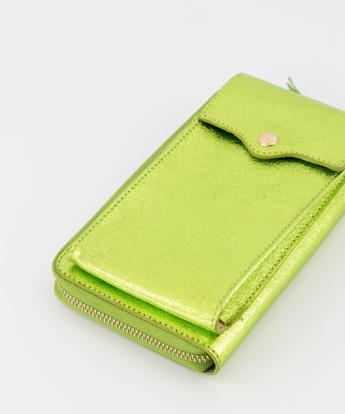 Jackie - Metallic - Portemonnees - Groen - Appelgroen L518 - Goudkleurig