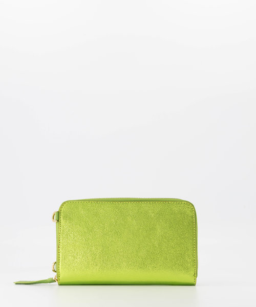 Jackie - Metallic - Portemonnees - Groen - Appelgroen L518 - Goudkleurig