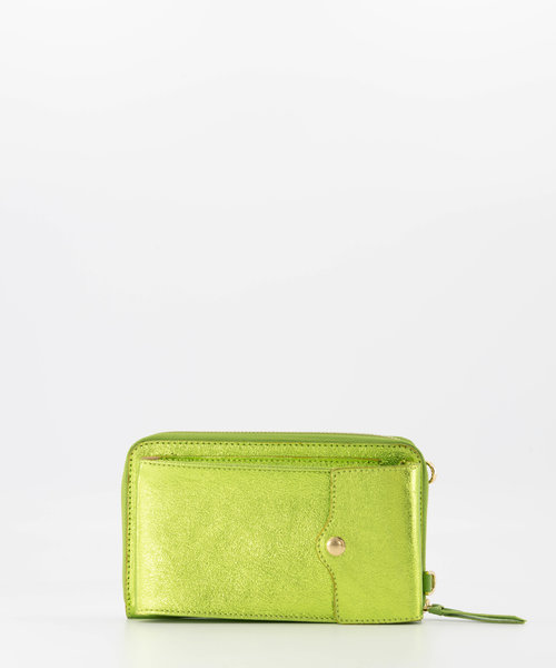 Jackie - Metallic - Portemonnees - Groen - Appelgroen L518 - Goudkleurig
