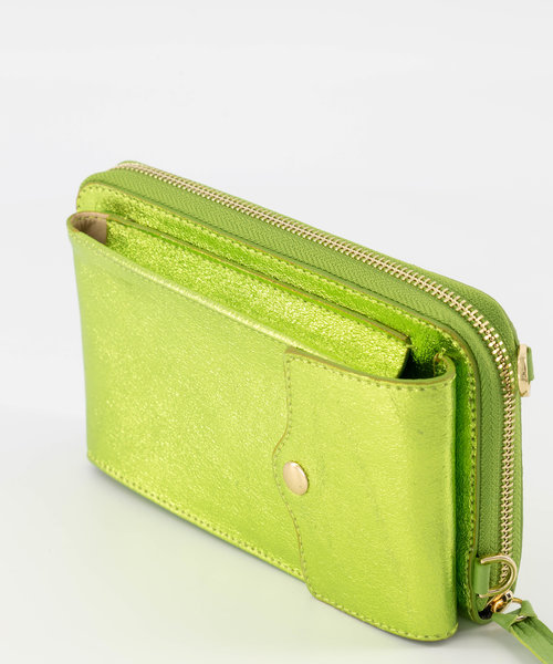 Jackie - Metallic - Portemonnees - Groen - Appelgroen L518 - Goudkleurig