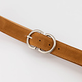 Claudine - Suede - Riemen met gesp - Bruin - Cognac 06 - Zilverkleurig
