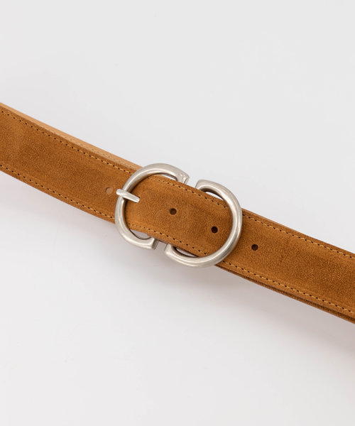 Claudine - Suede - Riemen met gesp - Bruin - Cognac 06 - Zilverkleurig