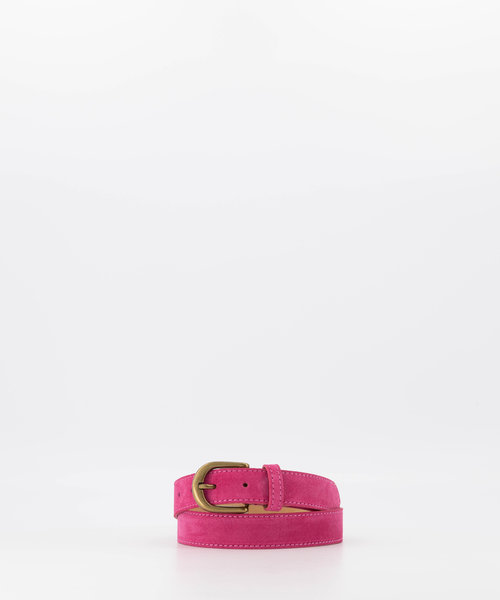 Suus - Suede - Riemen met gesp - Roze - Fuchsia 16  - Bronskleurig