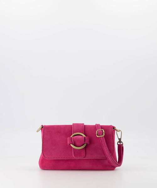 Londyn - Suede - Crossbodytassen - Roze - Fuchsia 16 - Bronskleurig