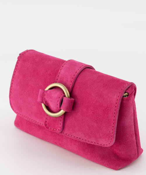 Londyn - Suede - Crossbodytassen - Roze - Fuchsia 16 - Bronskleurig