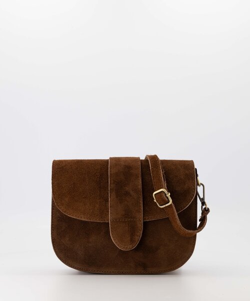 Maan - Suede - Crossbodytassen - Donkerbruin - 07 - Bronskleurig
