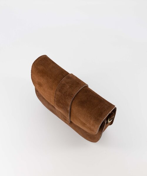 Maan - Suede - Crossbodytassen - Donkerbruin - 07 - Bronskleurig