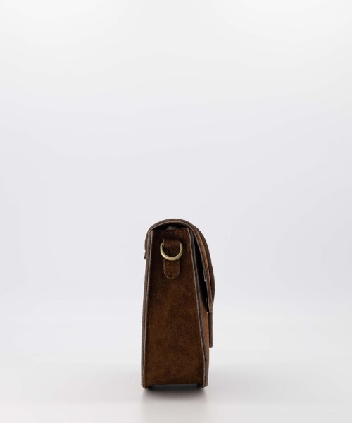 Maan - Suede - Crossbodytassen - Donkerbruin - 07 - Bronskleurig