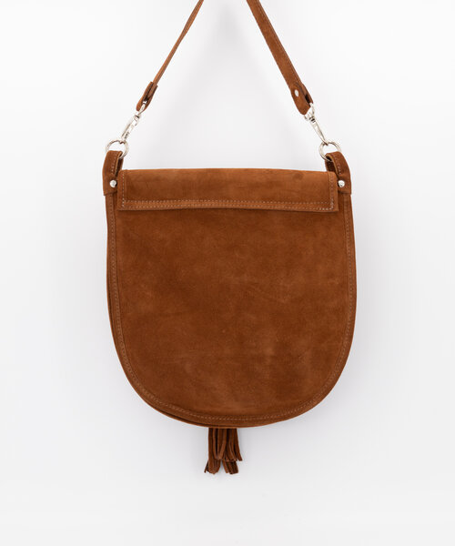 Meghan - Suede - Crossbody tassen - Cognac - 37 - Zilverkleurig