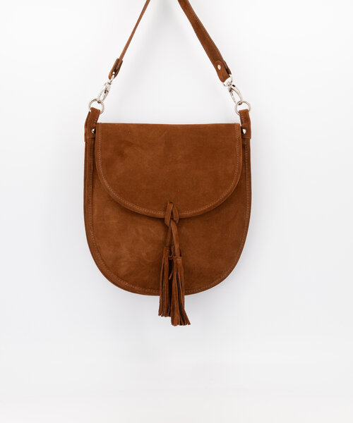Meghan - Suede - Crossbody tassen - Cognac - 37 - Zilverkleurig