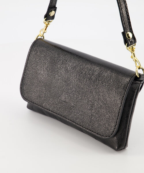 Lara - Metallic - Avondtassen - Zwart - L522 - Goudkleurig