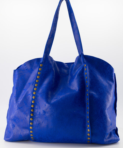 Zaza - Spazzolato - Schoudertassen - Blauw - Kobaltblauw 17 - Bronskleurig