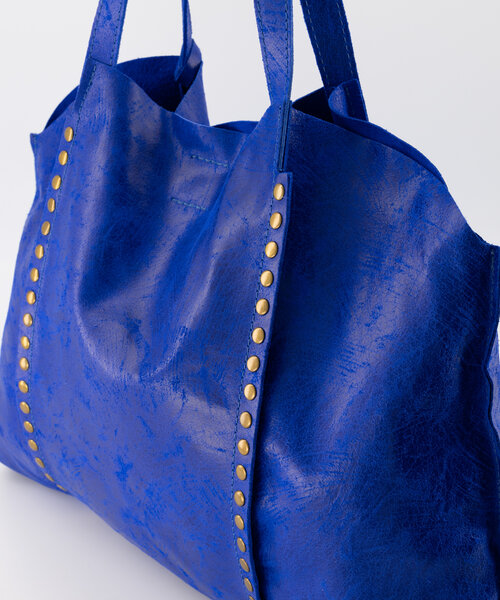 Zaza - Spazzolato - Schoudertassen - Blauw - Kobaltblauw 17 - Bronskleurig