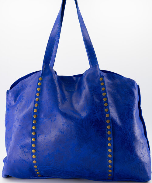 Zaza - Spazzolato - Schoudertassen - Blauw - Kobaltblauw 17 - Bronskleurig