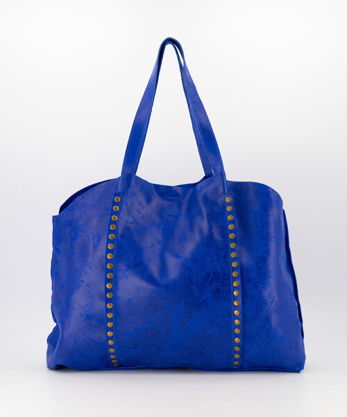 Zaza - Spazzolato - Schoudertassen - Blauw - Kobaltblauw 17 - Bronskleurig