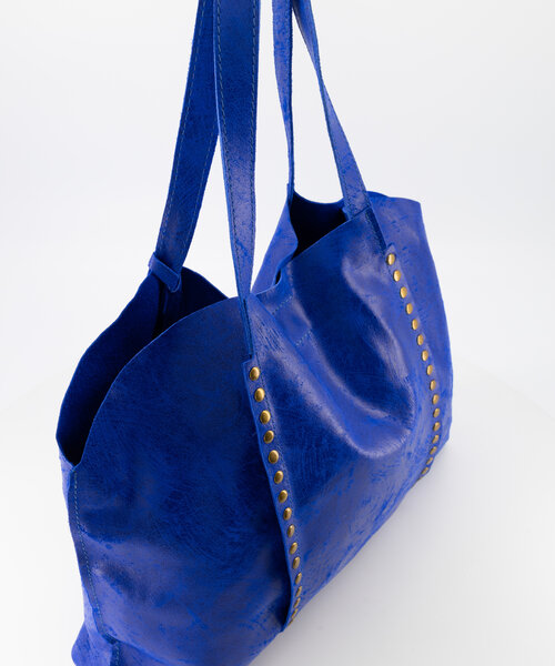 Zaza - Spazzolato - Schoudertassen - Blauw - Kobaltblauw 17 - Bronskleurig