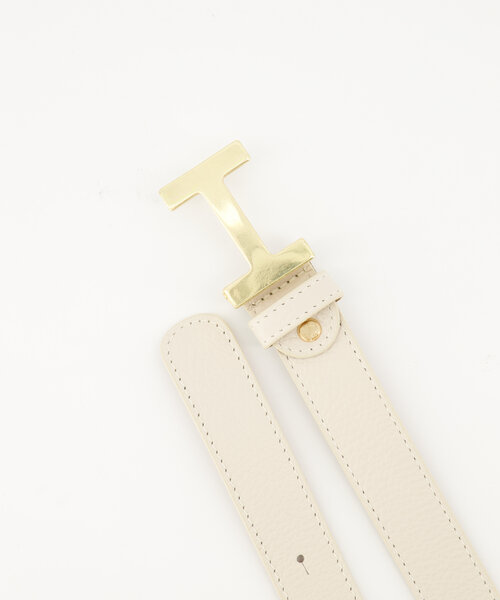 Hera Big - Classic Grain - Riemen met gesp - Beige - Ecru D37 - Goudkleurig