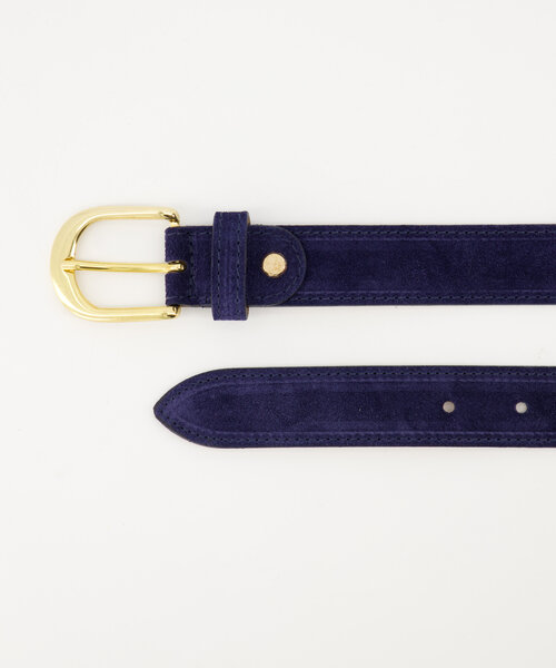 Suus - Suede - Belts with buckles - Blue - Donkerblauw  - Goudkleurig