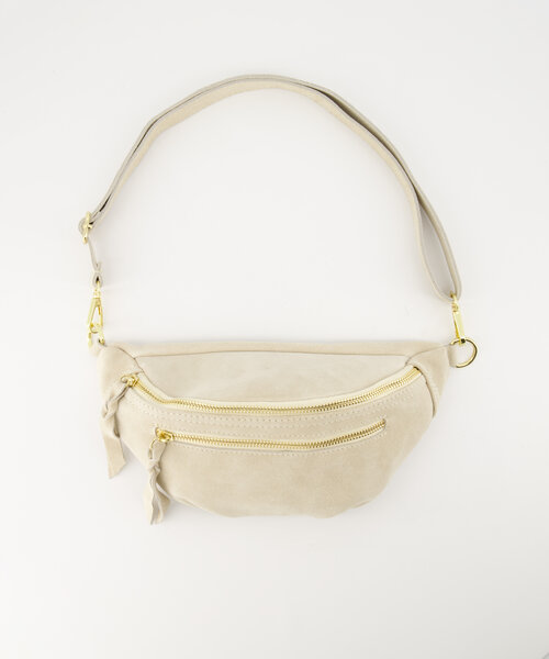 Quinty 2  - Suede - Heuptassen - Ecru - D02 - Goudkleurig