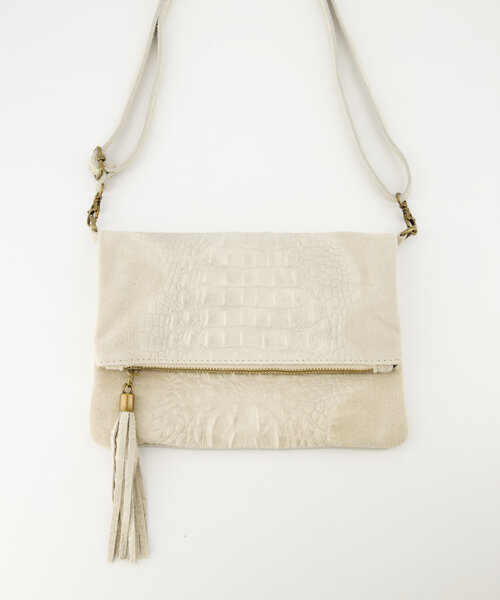 Peyton - Croco - Crossbody tassen - Ecru - 2 - Bronskleurig