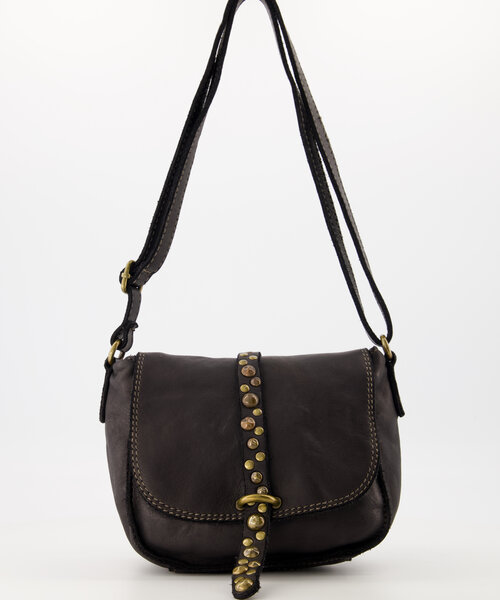 Poms - Washed leather - Crossbody bags - Black -  - Bronze
