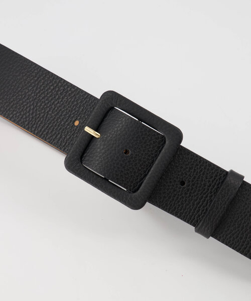 Caroline - Classic Grain - Riemen met gesp - Zwart - D28 - Goudkleurig