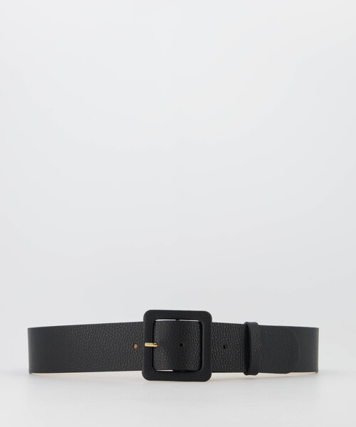 Caroline - Classic Grain - Riemen met gesp - Zwart - D28 - Goudkleurig