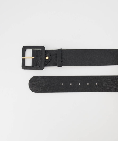 Caroline - Classic Grain - Riemen met gesp - Zwart - D28 - Goudkleurig