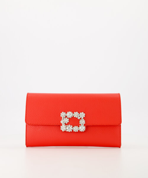Vive - Classic Grain - Clutch - Rood - T1644 - Goudkleurig