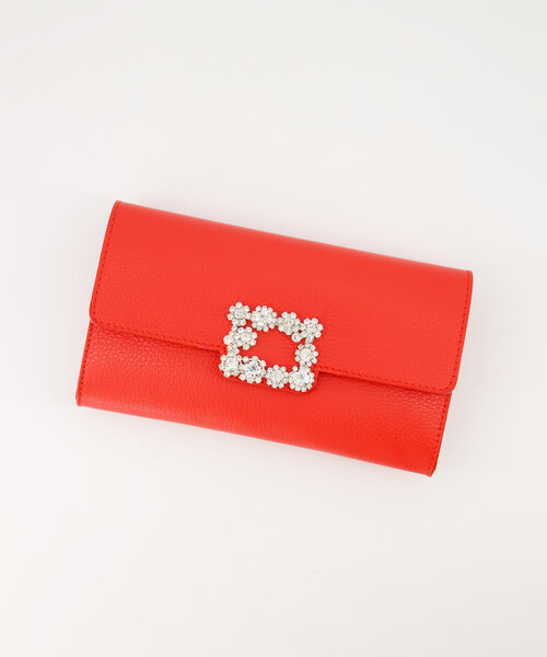 Vive - Classic Grain - Clutch - Rood - T1644 - Goudkleurig
