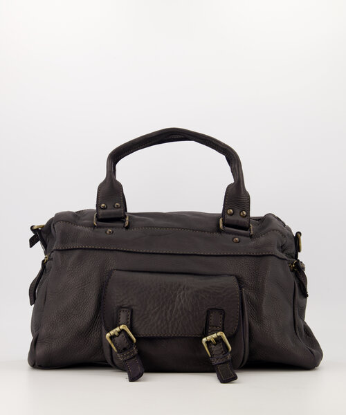Jose - Gewassen leer - Crossbody tassen - Zwart -  - Bronskleurig