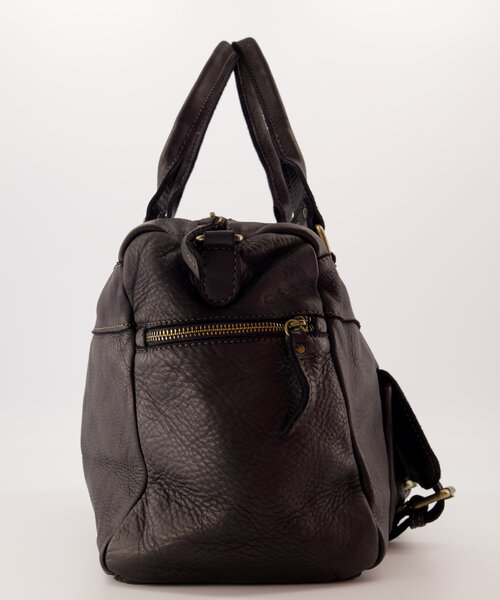 Jose - Gewassen leer - Crossbody tassen - Zwart -  - Bronskleurig
