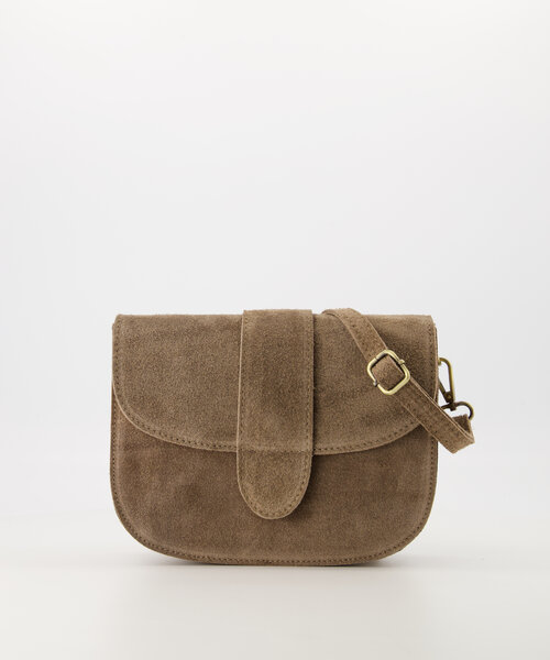 Maan - Suede - Crossbody tassen - Taupe - 46 - Goudkleurig