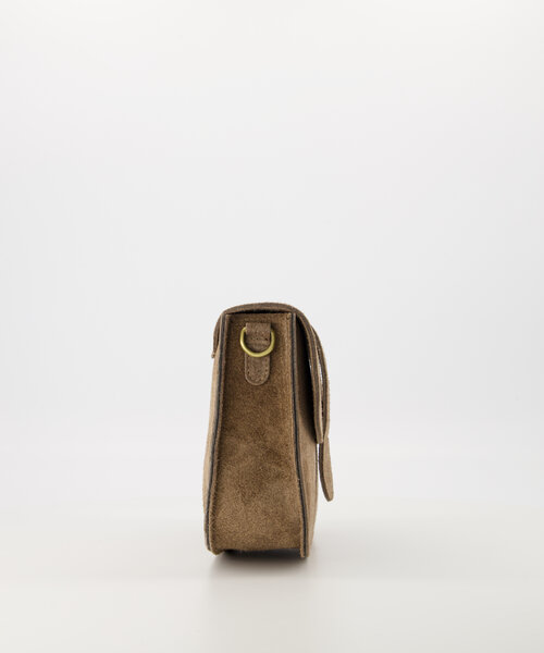 Maan - Suede - Crossbody tassen - Taupe - 46 - Goudkleurig