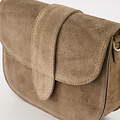 Maan - Suede - Crossbody tassen - Taupe - 46 - Goudkleurig
