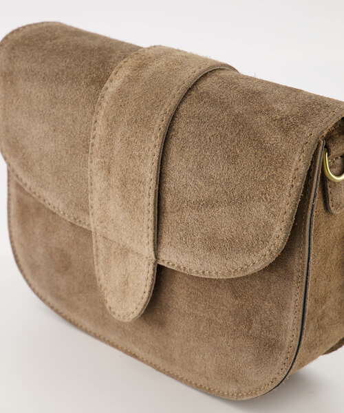 Maan - Suede - Crossbody tassen - Taupe - 46 - Goudkleurig