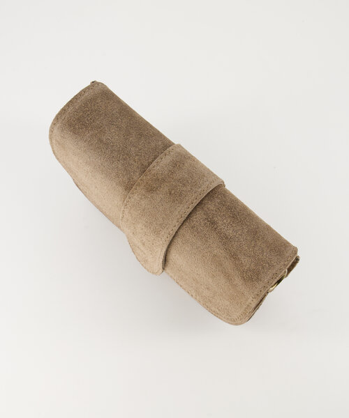 Maan - Suede - Crossbody tassen - Taupe - 46 - Goudkleurig