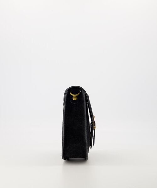 Sola - Suede - Crossbody tassen - Zwart - 23 - Bronskleurig