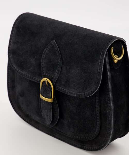 Sola - Suede - Crossbody tassen - Zwart - 23 - Bronskleurig