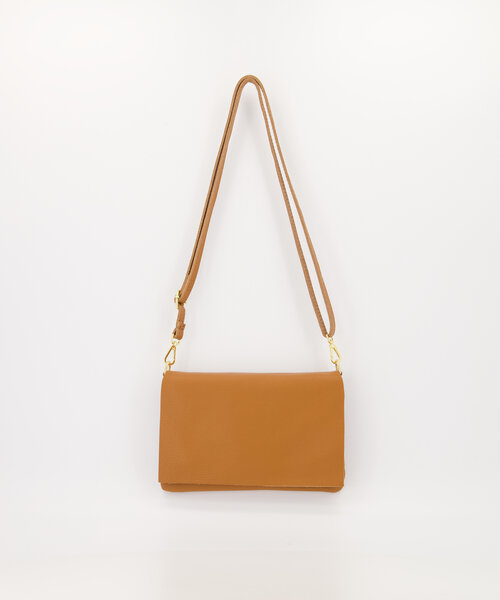 Myra - Classic Grain - Crossbody tassen - Cognac - D1019 - Goudkleurig