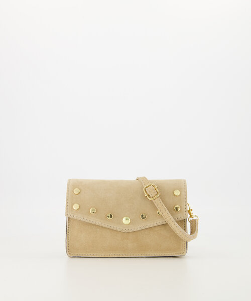 Laura - Suede - Crossbodytassen - Zand- 4 - Goudkleurig