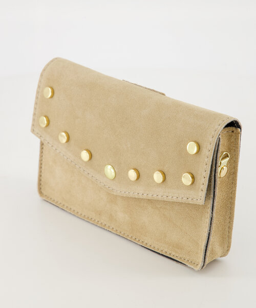 Laura - Suede - Crossbodytassen - Zand- 4 - Goudkleurig