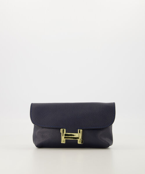 Hilary - Classic Grain - Clutch - Donkerblauw - D26 - Goudkleurig