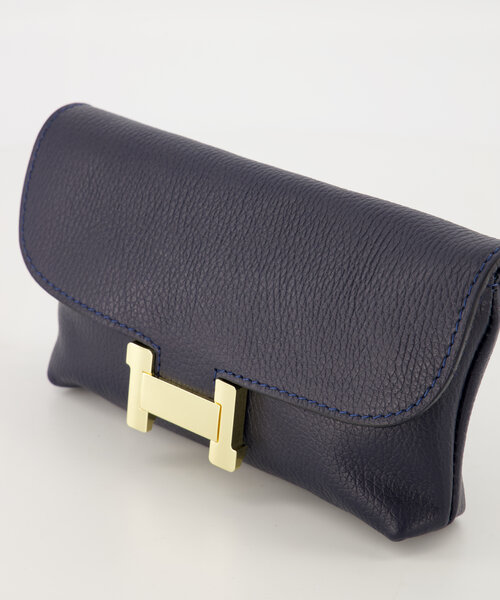 Hilary - Classic Grain - Clutch - Donkerblauw - D26 - Goudkleurig