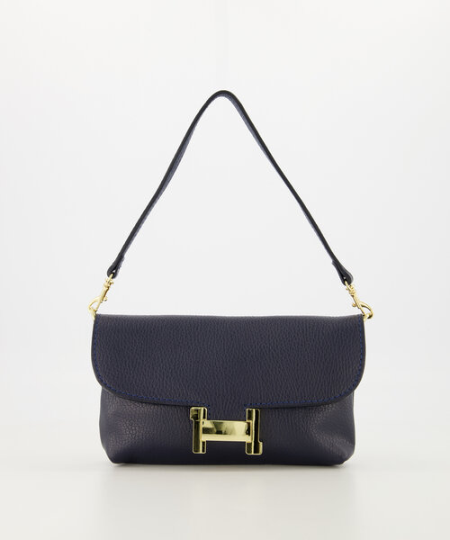 Hilary - Classic Grain - Clutch - Donkerblauw - D26 - Goudkleurig
