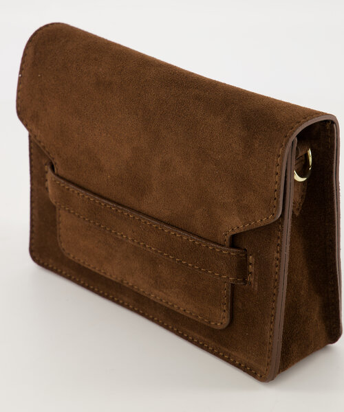 Janice - Suede - Crossbody tassen - Donkerbruin - 7 - Goudkleurig