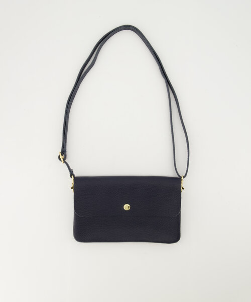 Misa - Classic Grain - Crossbody tassen - Donkerblauw - D26 - Goudkleurig
