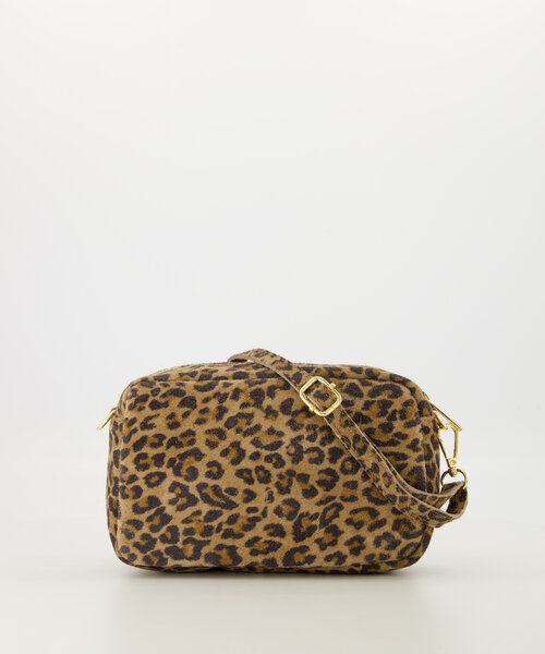 Irene - Suede - Crossbody tassen - Luipaard - 24 - Goudkleurig