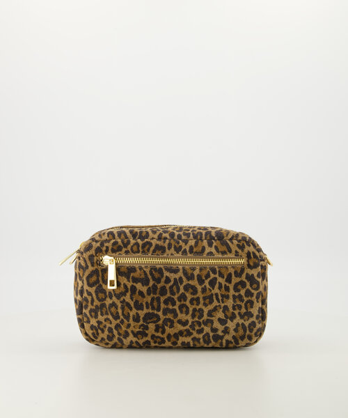 Irene - Suede - Crossbody tassen - Luipaard - 24 - Goudkleurig